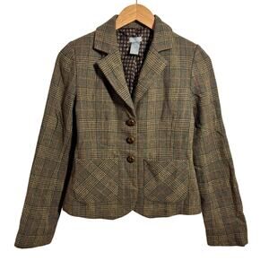 Delia's Wool Equestrian Elbow Patch Blazer Women‎ S Brown Old Money Y2K Preppy